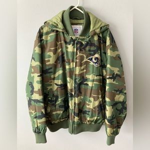 Vintage NFL Rams Camoflauge Medium Weight Hooded Jacket - St Louis Version